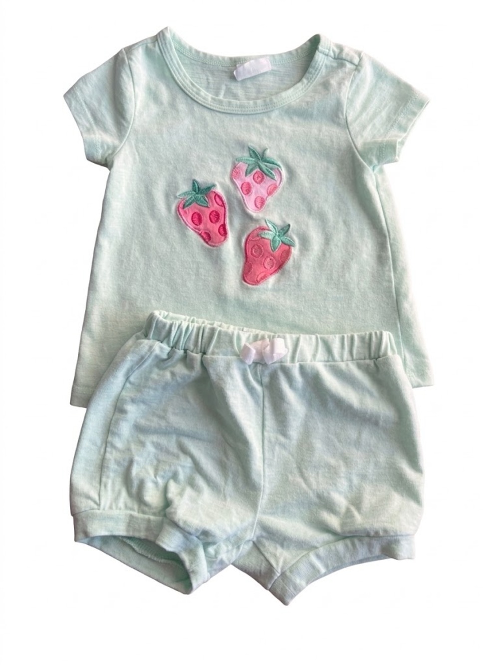 Petit Lem Mint and Pink Strawberry Short Pajama Set